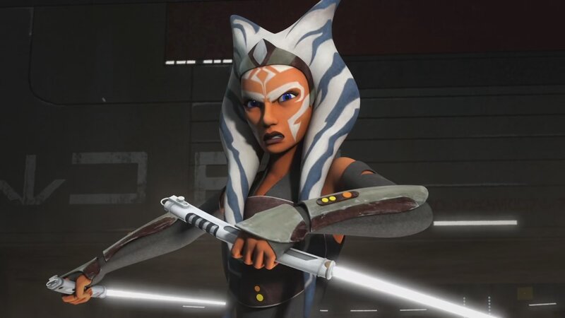 Ahsoka Tano with Lightsabers — White