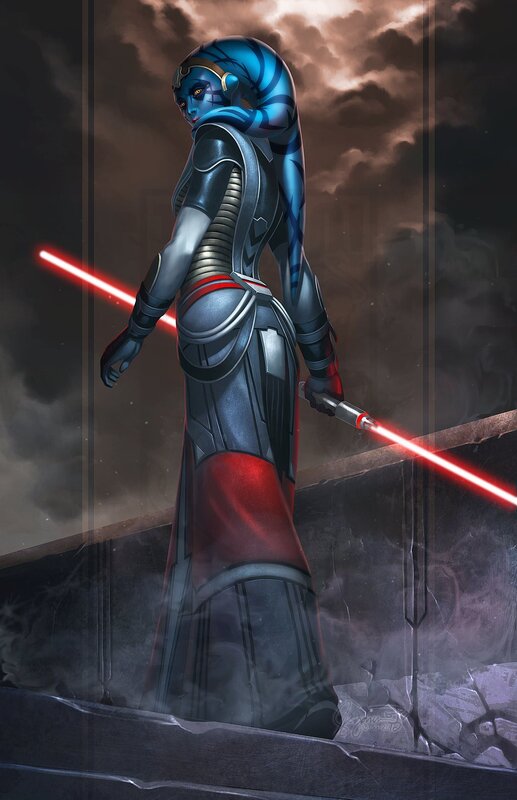 Ahsoka Tano with red lightsabers