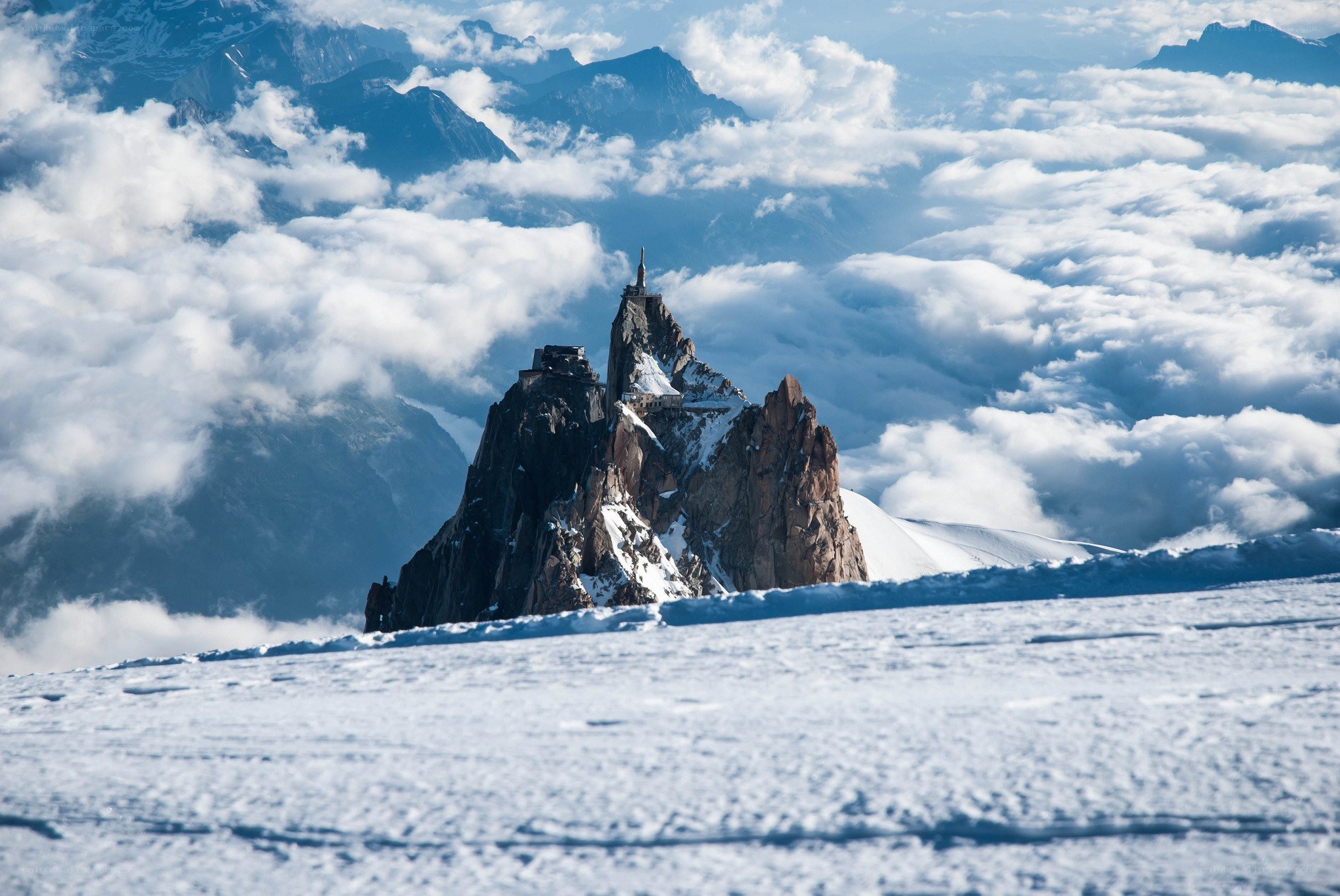 Aiguille du Midi above the clouds
