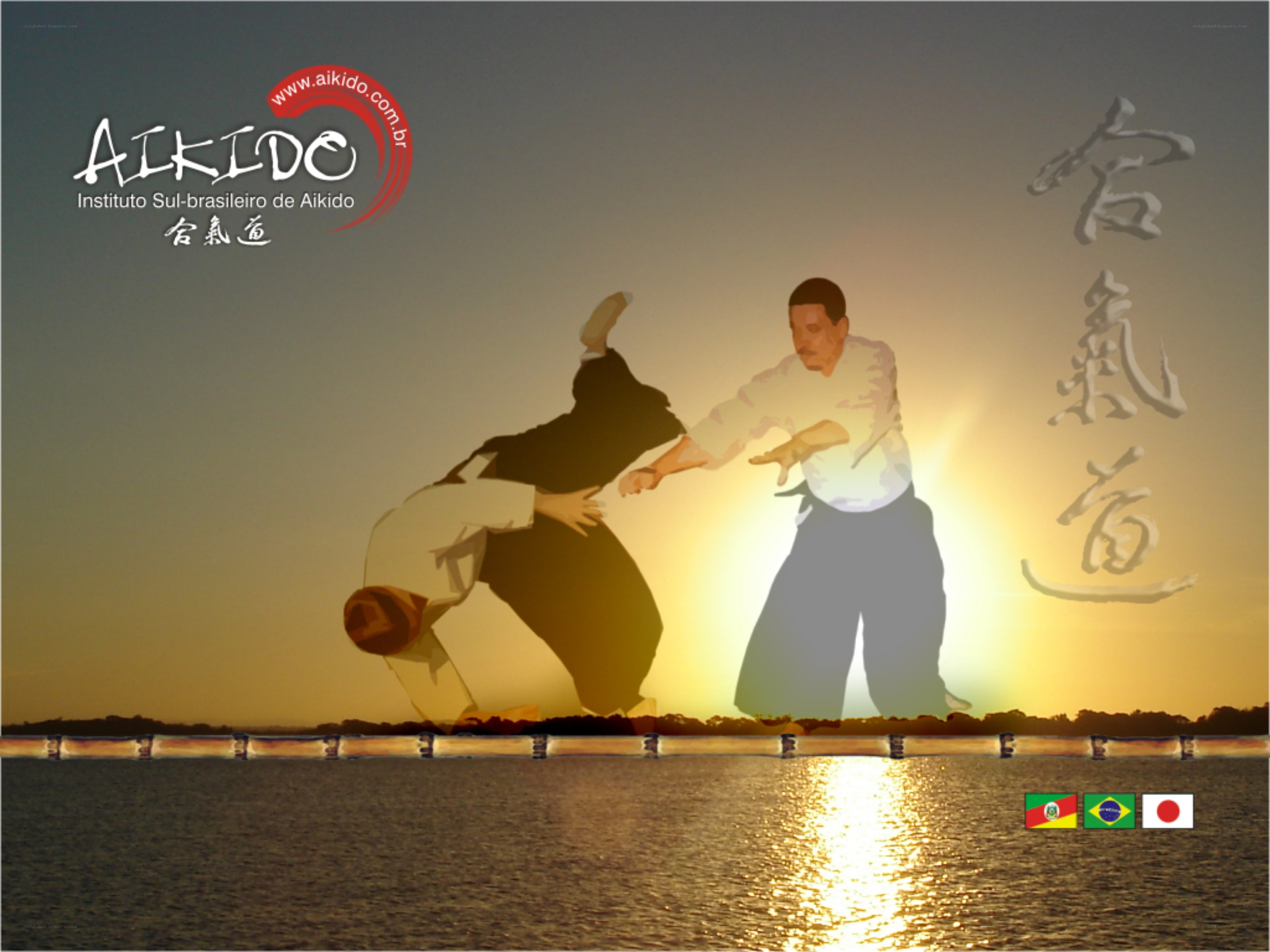 Aikido practice at sunset