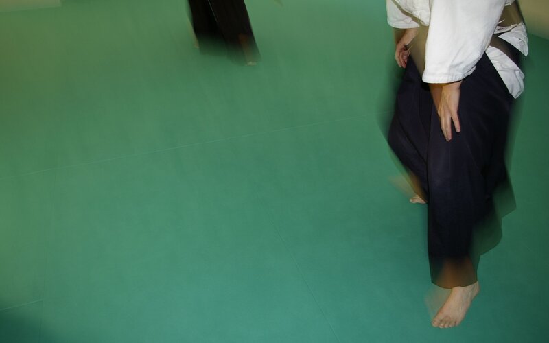Aikido practitioner in motion