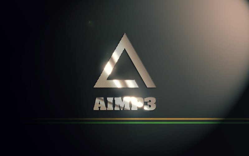 AIMP3 logo on dark background