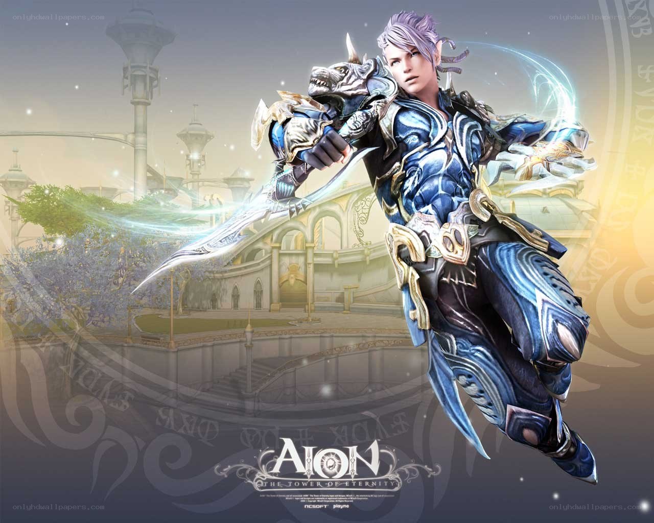 Aion character in blue armor