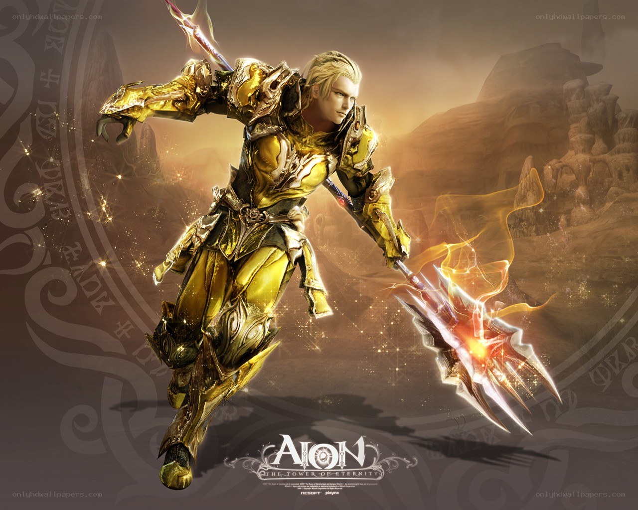 Aion character in golden armor