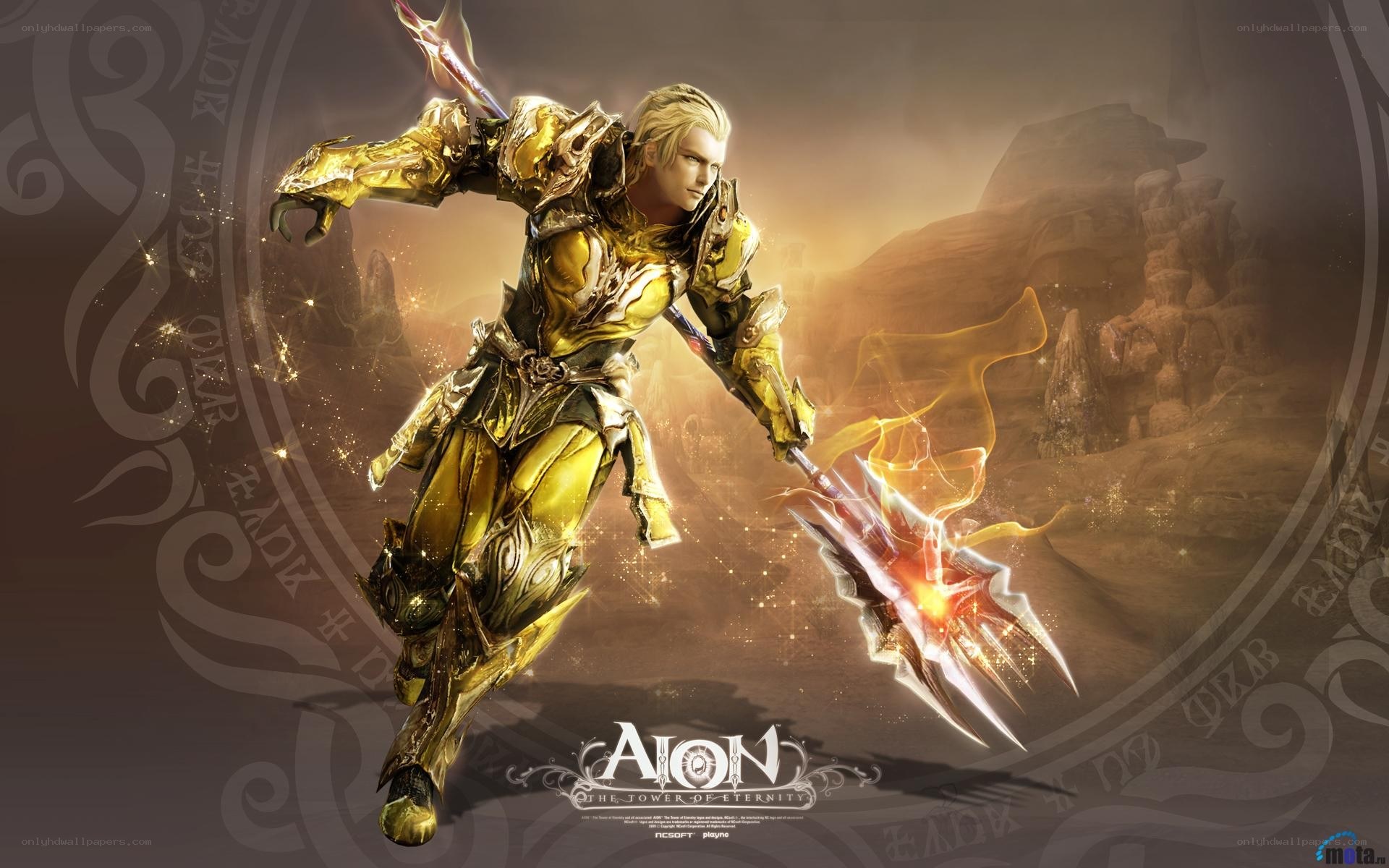Aion character in golden armor
