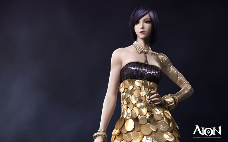 Aion character in golden dress