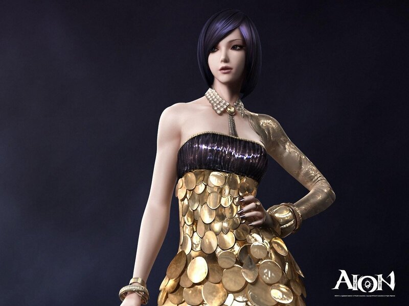 Aion character in golden dress
