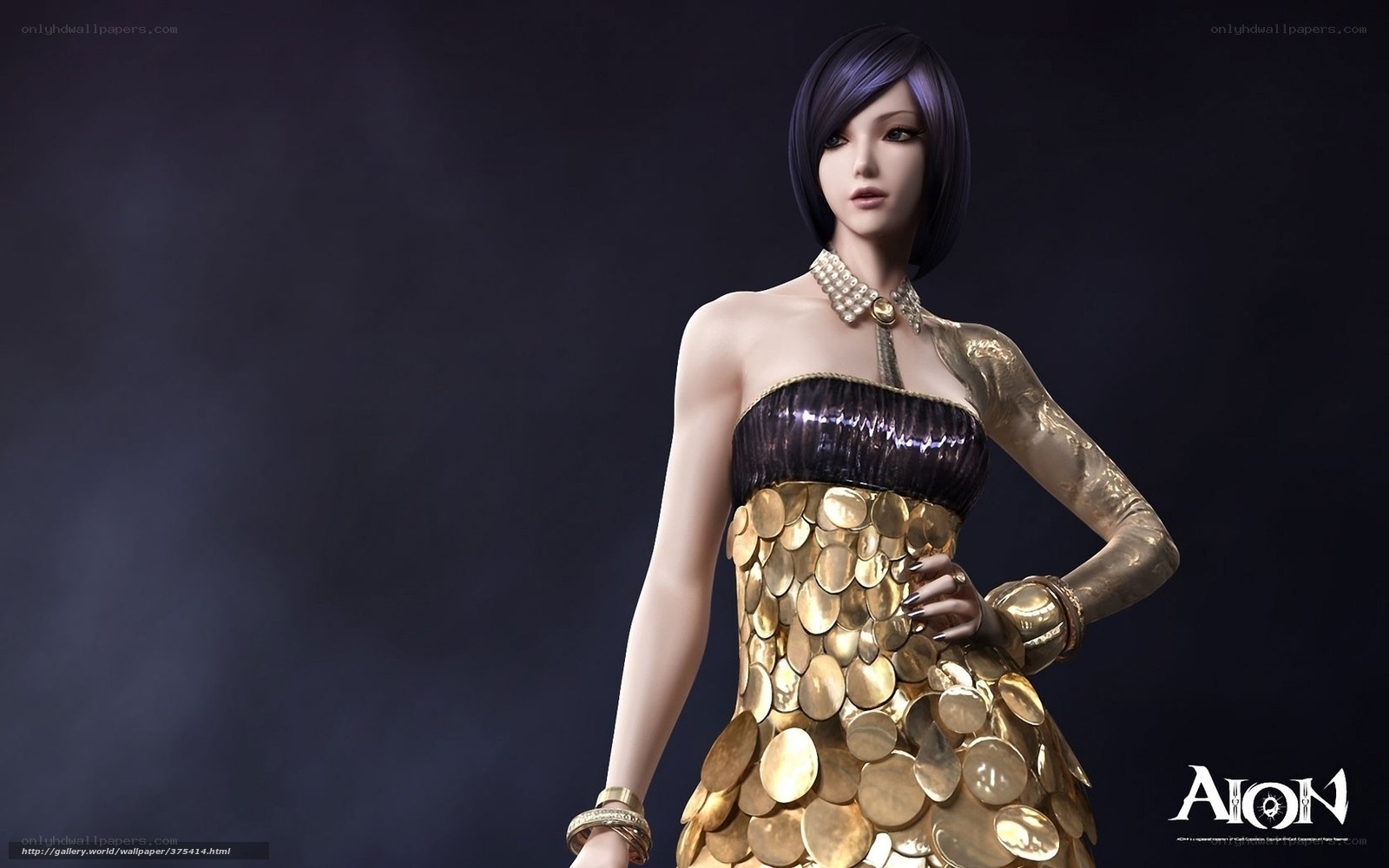 Aion character in golden dress