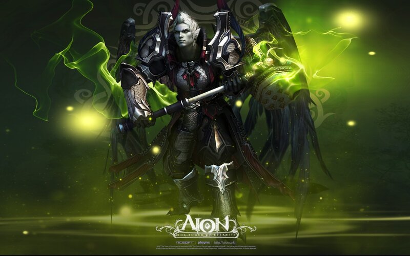 Aion character in green light