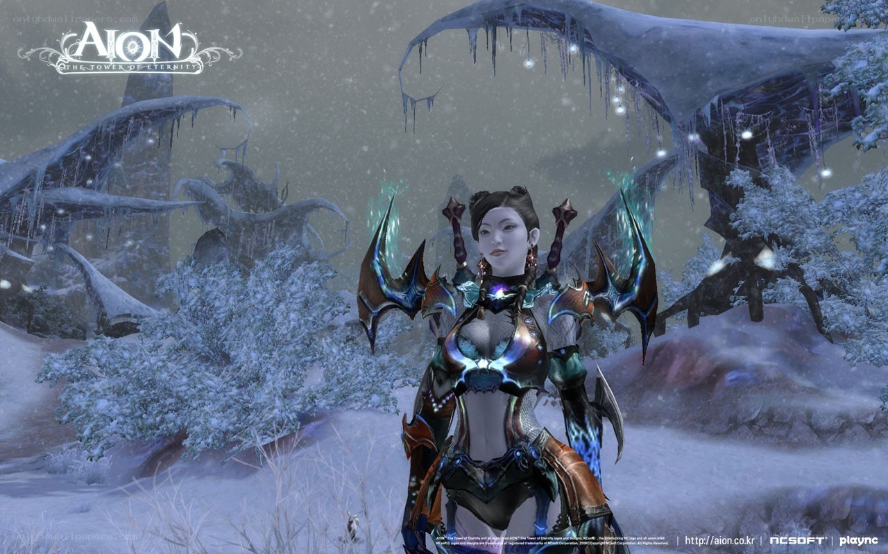 Aion character in snowy landscape