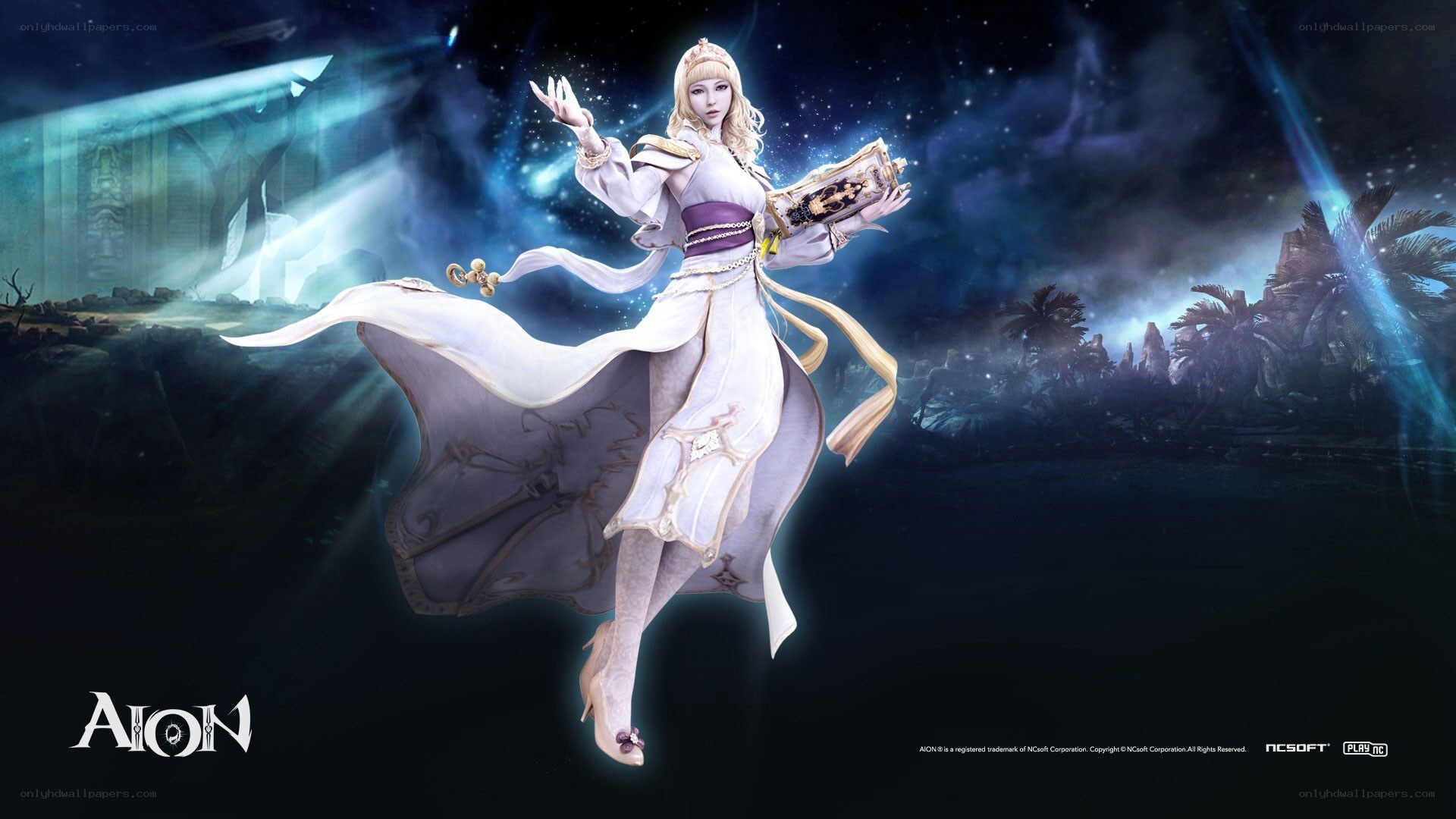 Aion character in white robes