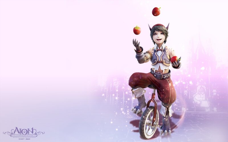 Aion character juggling apples