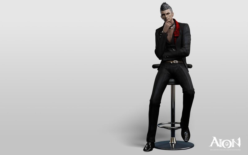 Aion character on a stool