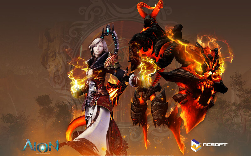 Aion character with fiery demon