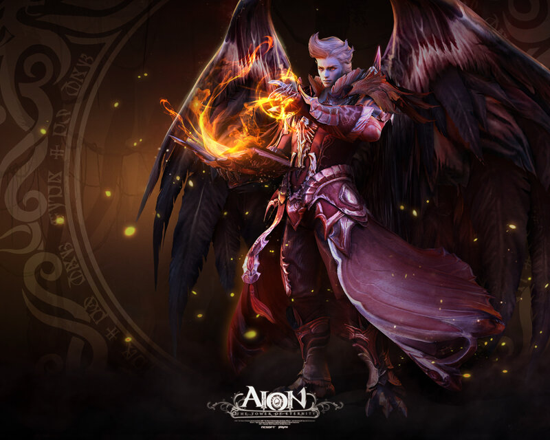 Aion character with fire wings