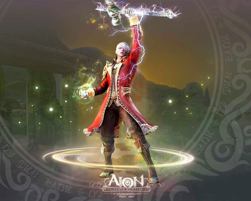 Aion character with lightning staff