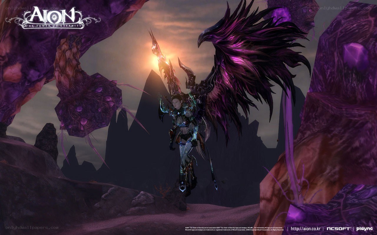 Aion character with purple wings