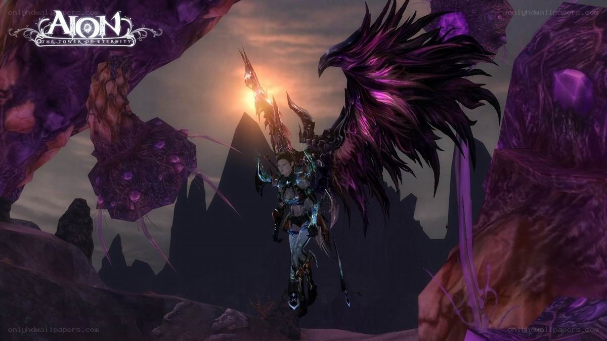 Aion character with purple wings