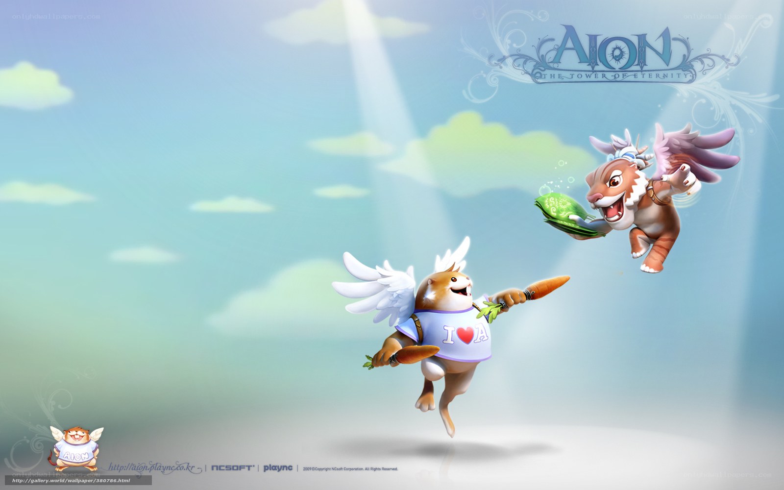 Aion game characters flying