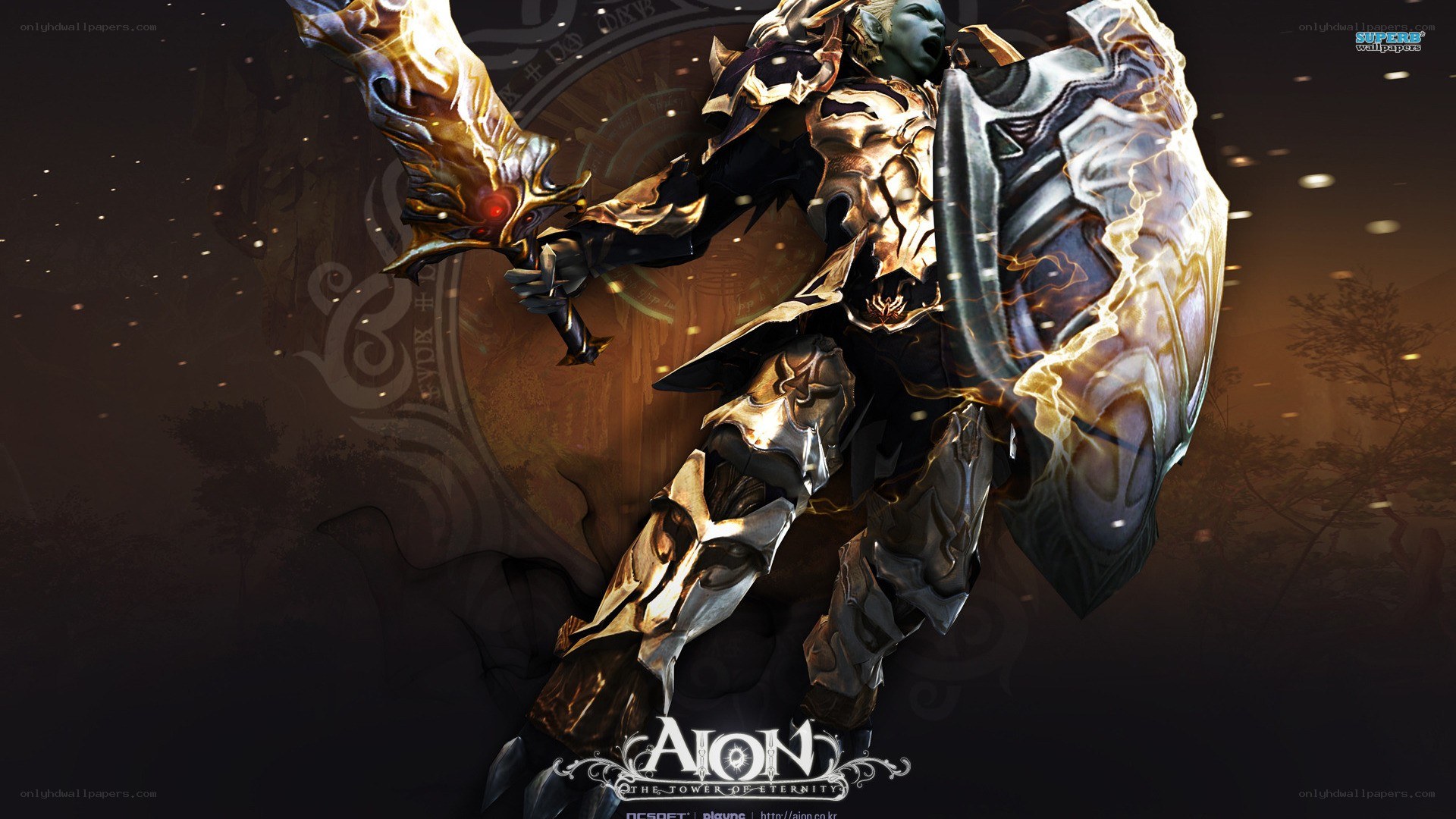 Aion warrior in golden armor