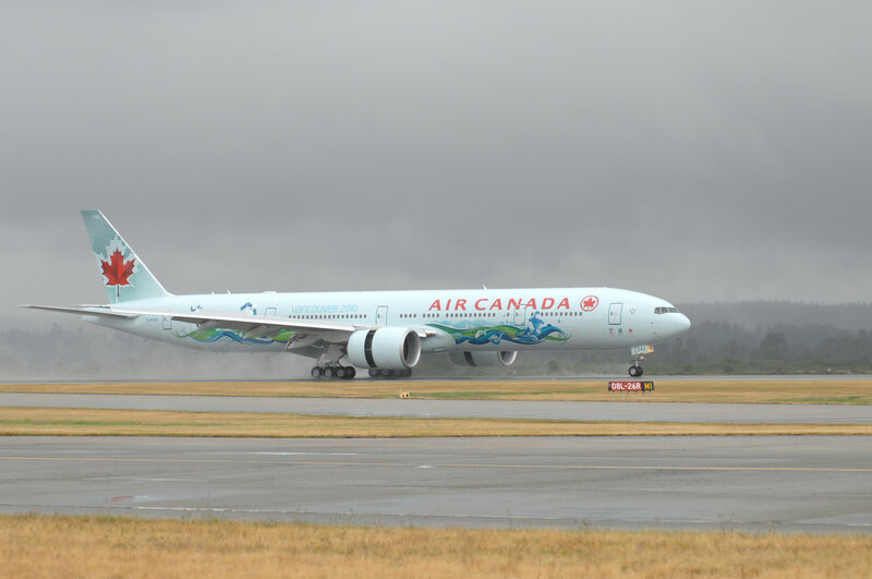 Air Canada plane on runway