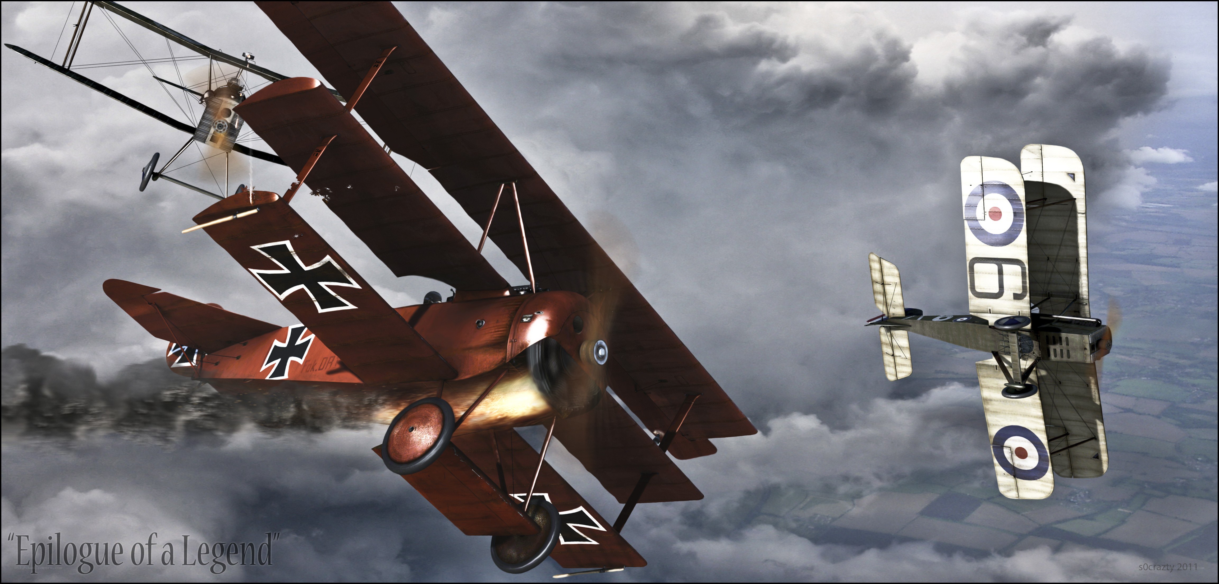 Air combat between biplanes