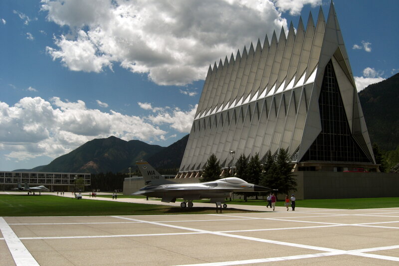Air Force Academy Chapel and F-16