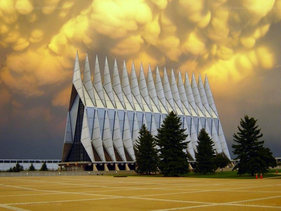 Air Force Academy Chapel at sunset