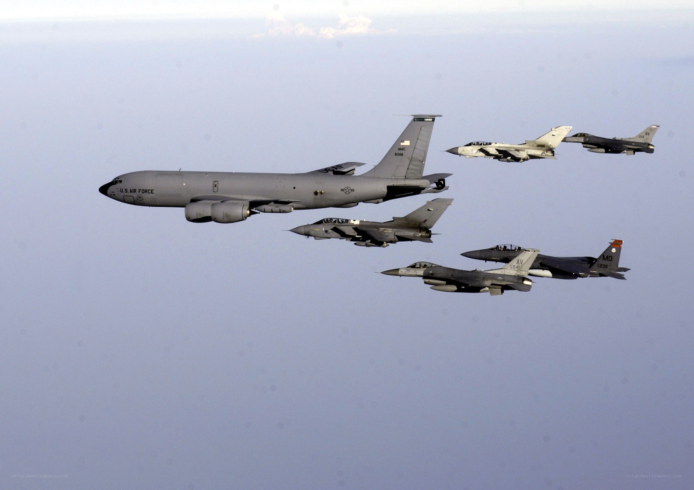 Air Force aircraft in formation