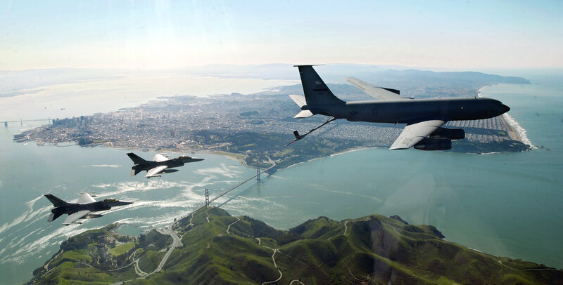 Air Force aircraft over San Francisco