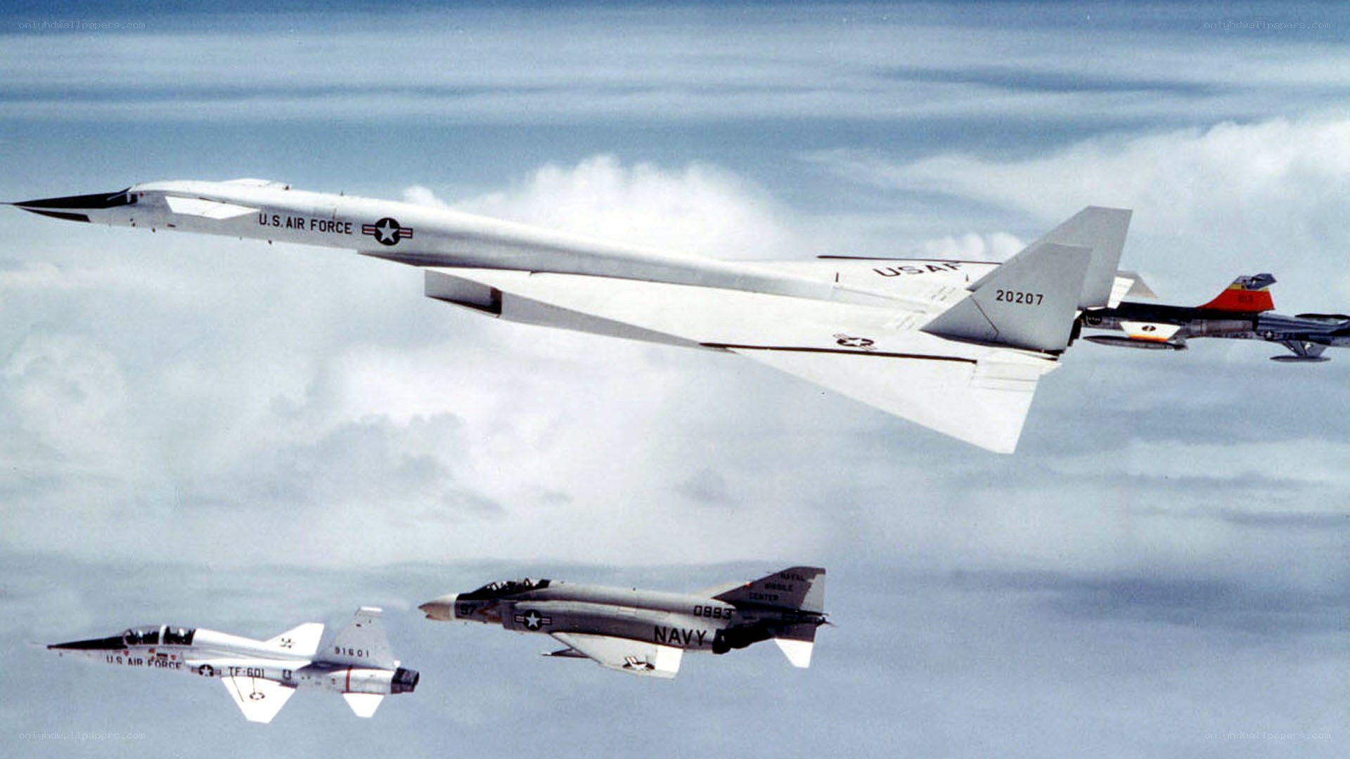 Air Force bomber with escort