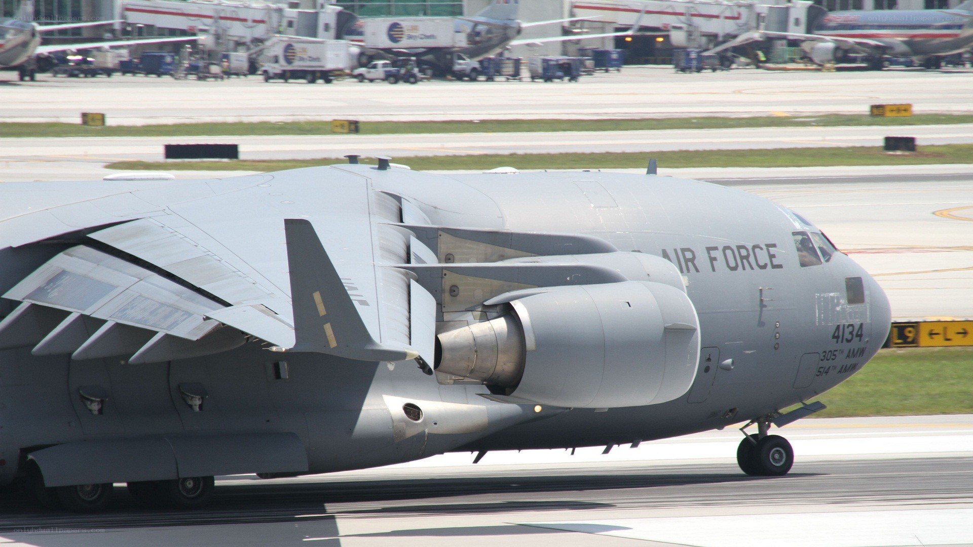 Air Force cargo plane on runway