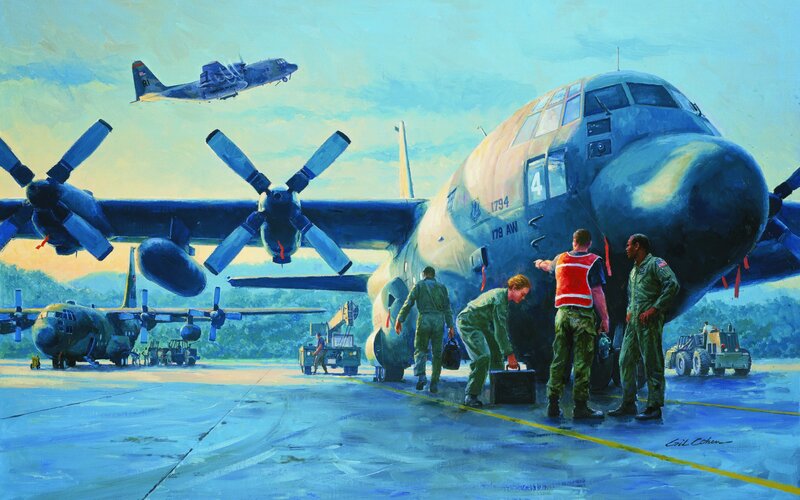 Air Force crew preparing aircraft