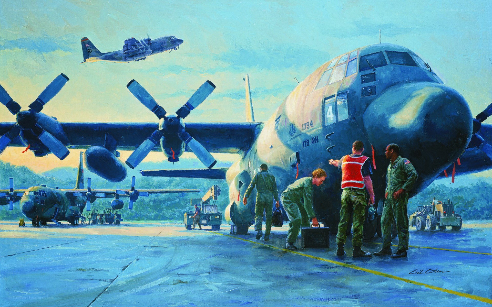 Air Force crew preparing aircraft