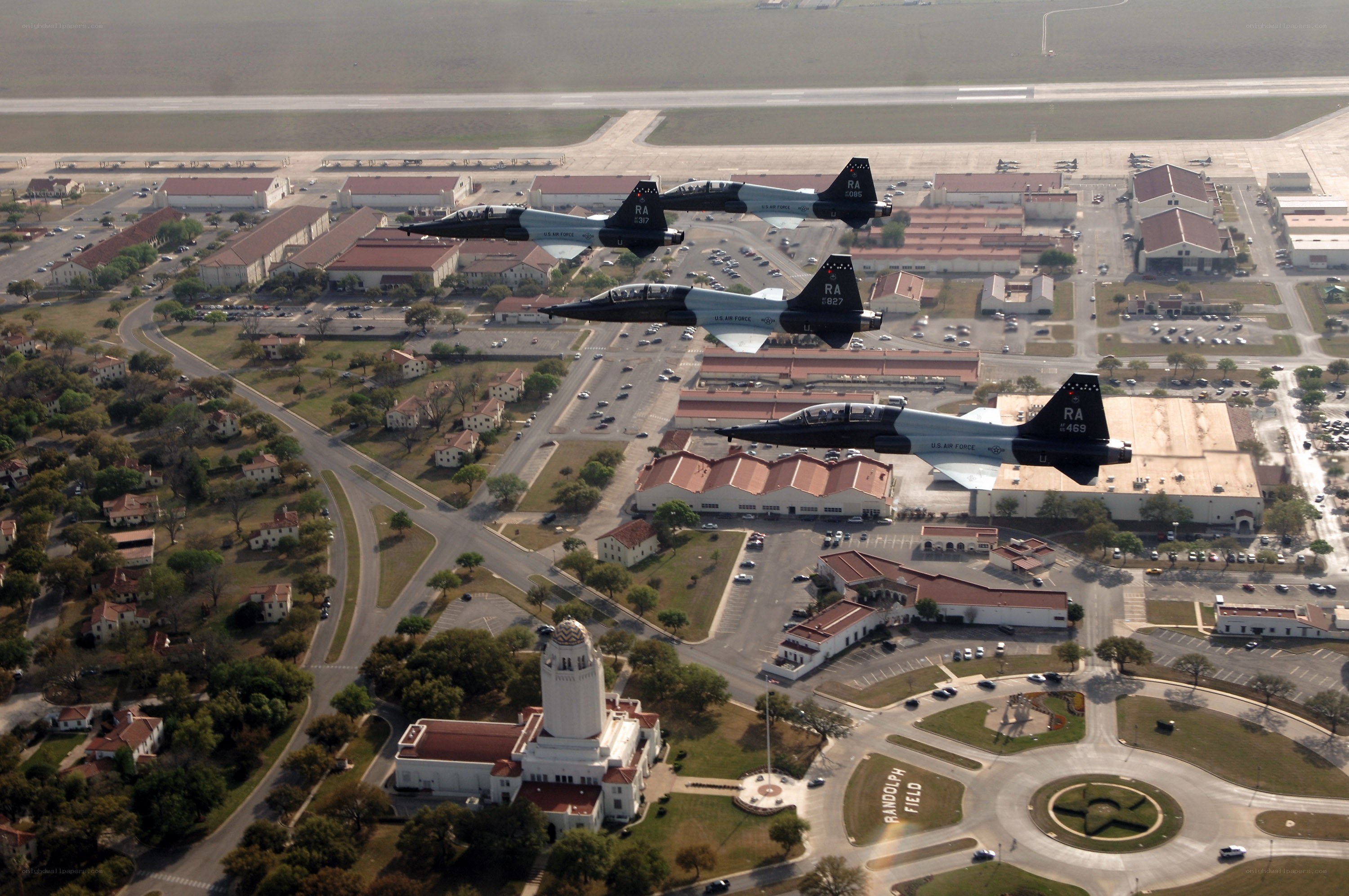 Air Force jets flying over Randolph Field