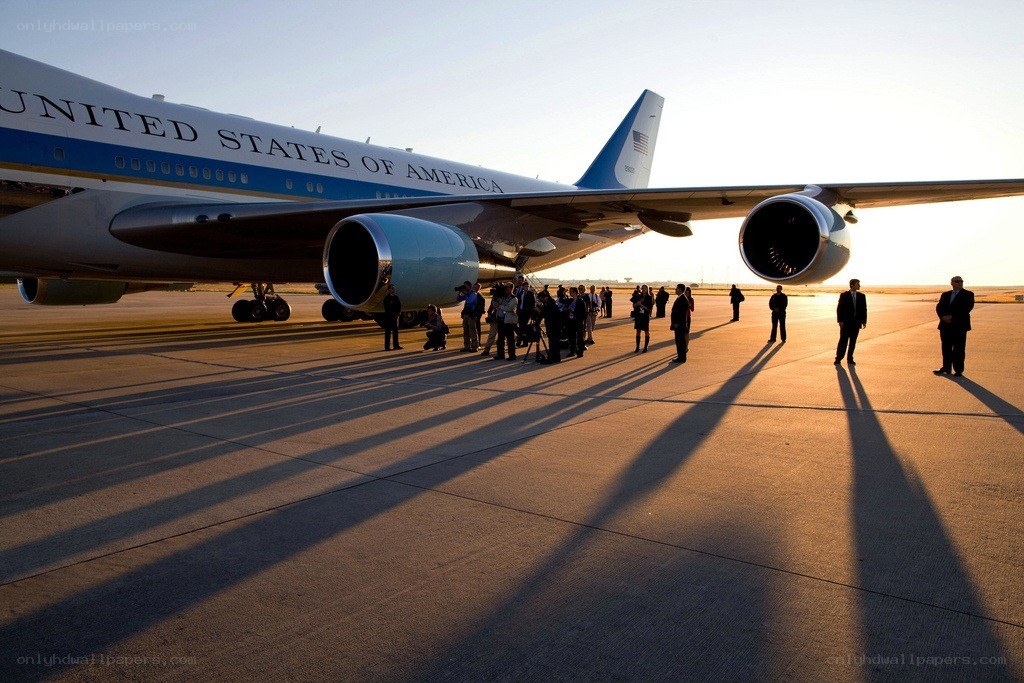 Air Force One at sunset