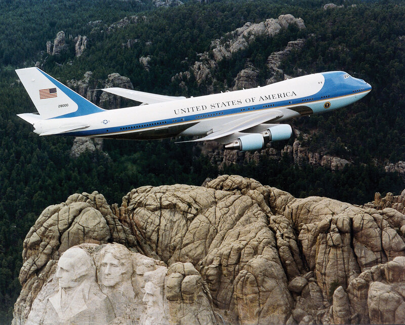 Air Force One near Mount Rushmore
