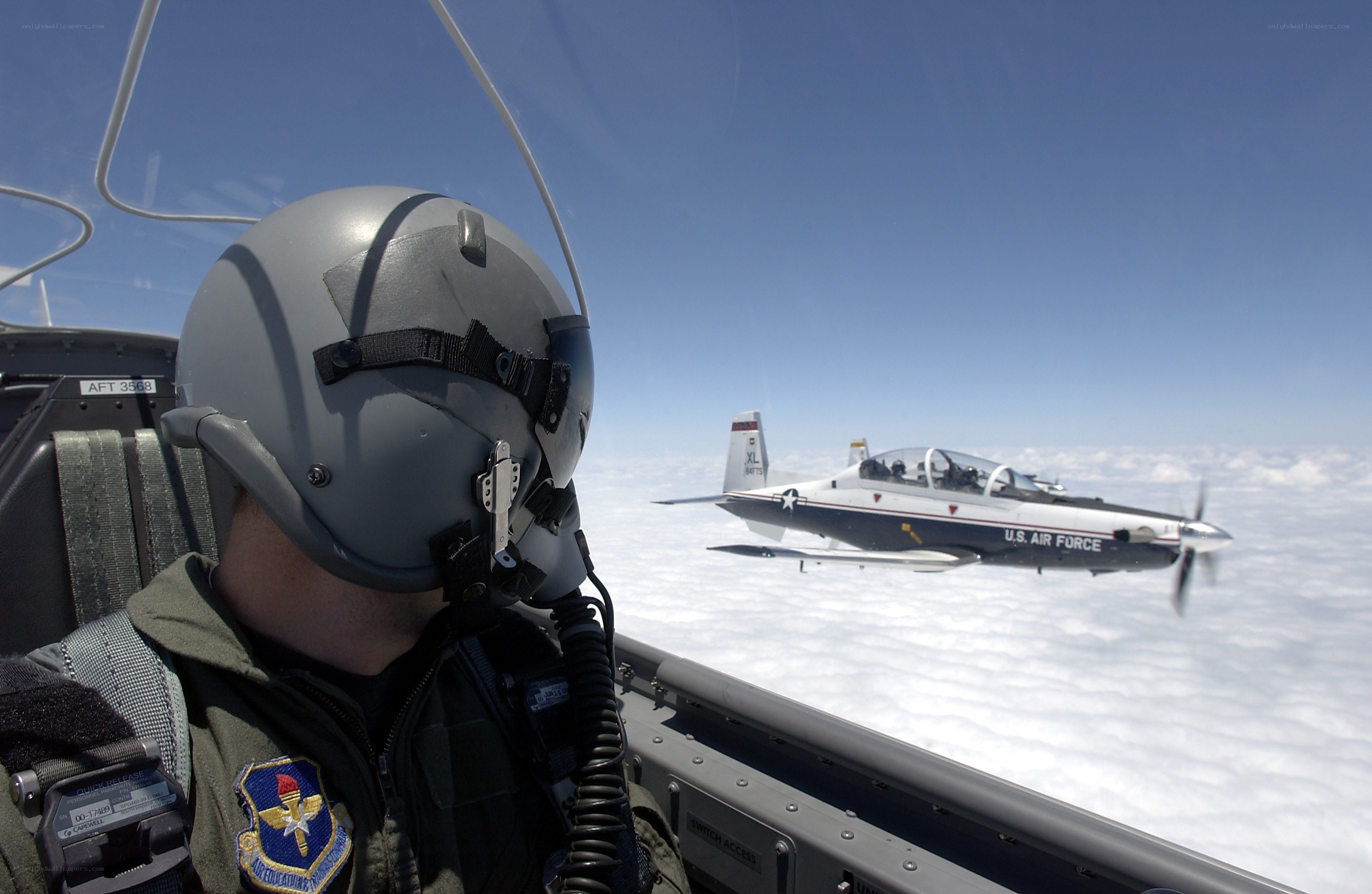 Air Force pilot in cockpit