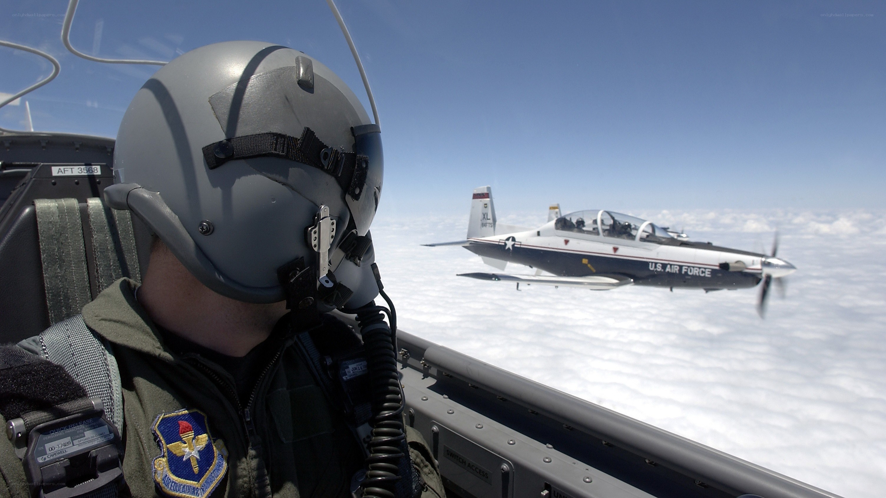 Air Force pilot in cockpit
