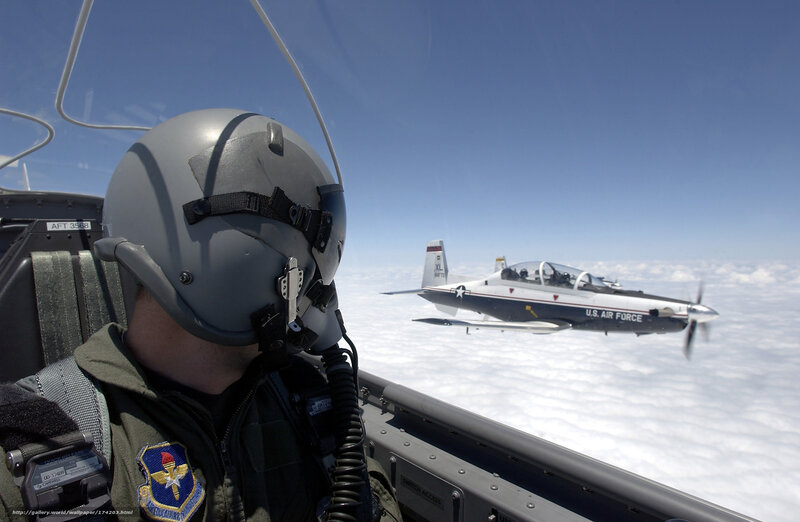 Air Force pilot in cockpit