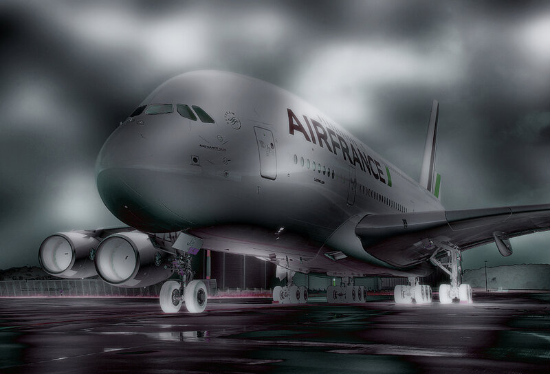 Air France A380 Aircraft — Gray, Dramatic