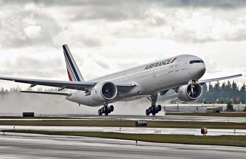 Air France Airplane — White, Dramatic, Photograph