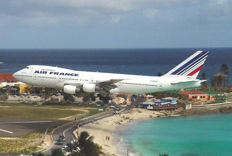 Air France plane landing near beach