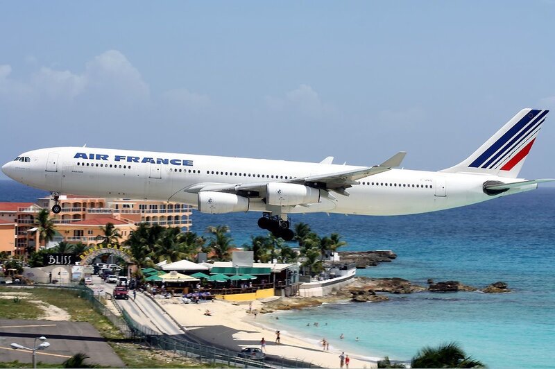 Air France plane landing near beach
