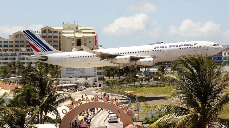 Air France plane landing near resort