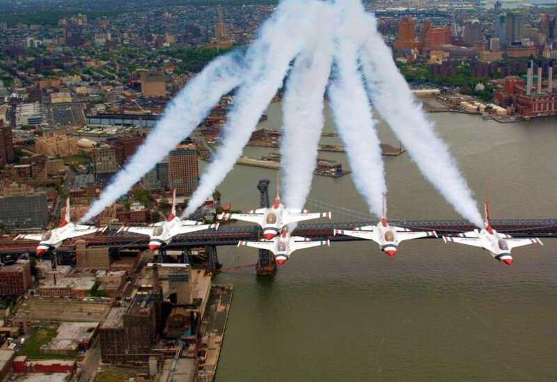 Air show over city