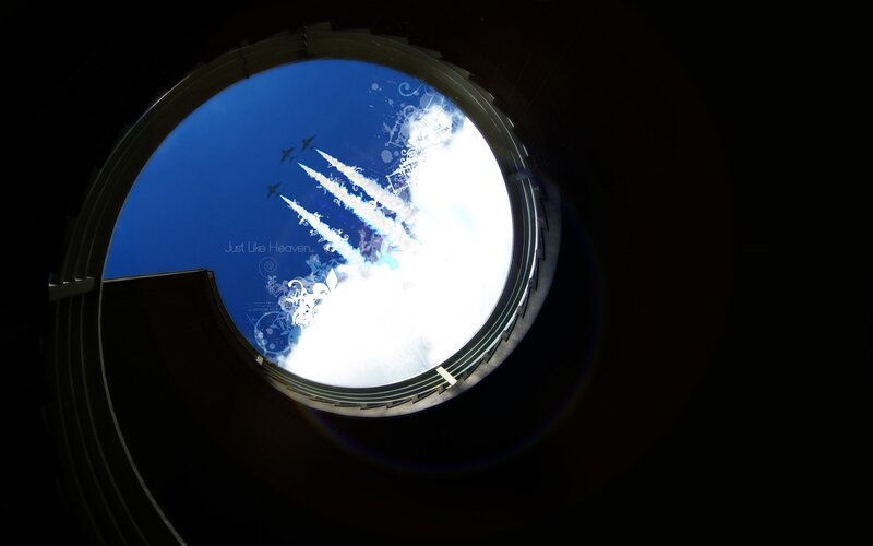 air show through circular window