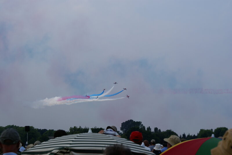 Air show with jet trails