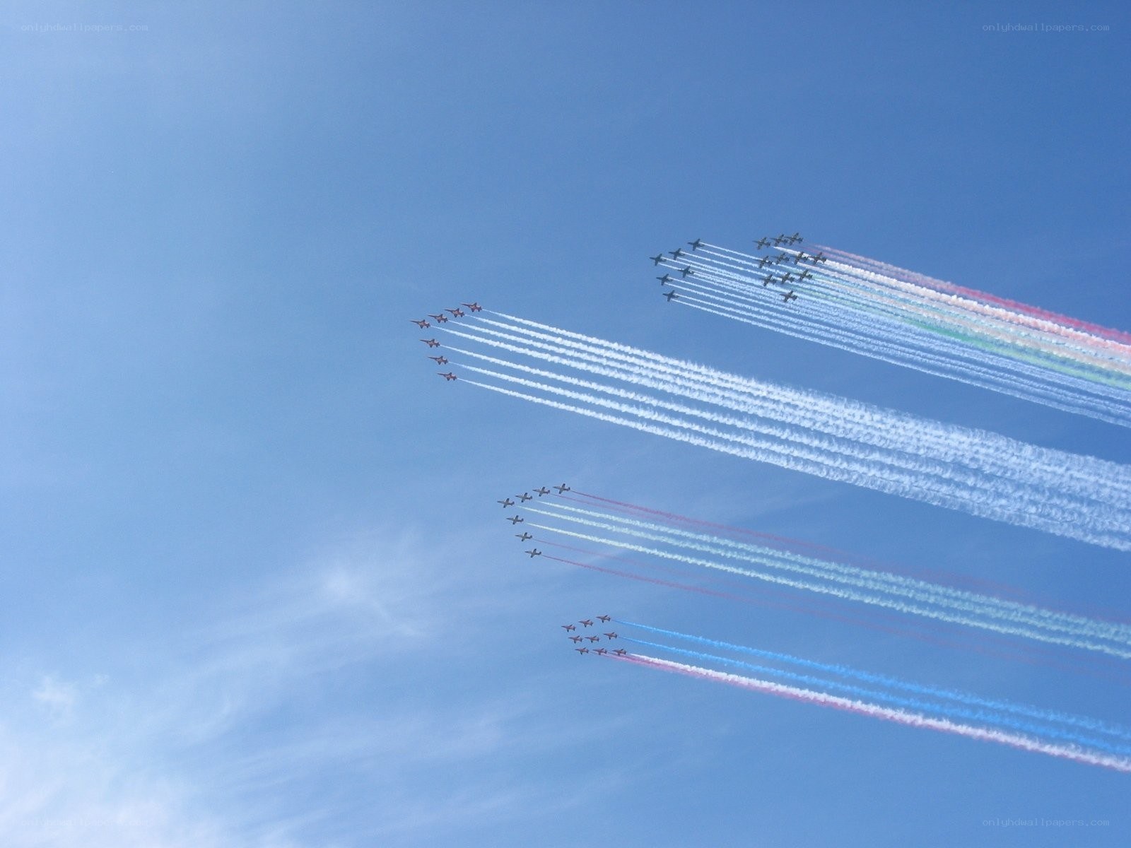 Air show with jet trails
