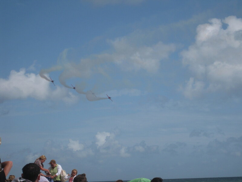 Air show with smoke trails